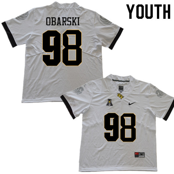 Youth #98 Daniel Obarski UCF Knights College Football Jerseys Sale-White - Click Image to Close